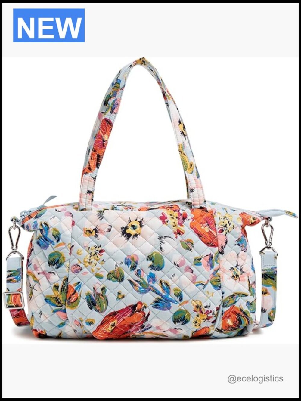 Cotton Pleated Satchel - Adjustable Strap, Zip Closure